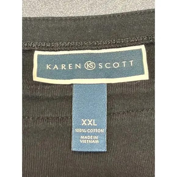 Karen Scott Womens Size XXL Giraffe Safari Gemstone Blouse Shirt Top Black/White - Picture 3 of 9